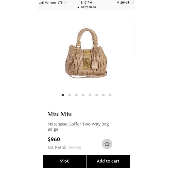 Miu Miu Beige Leather Two Way Satchel